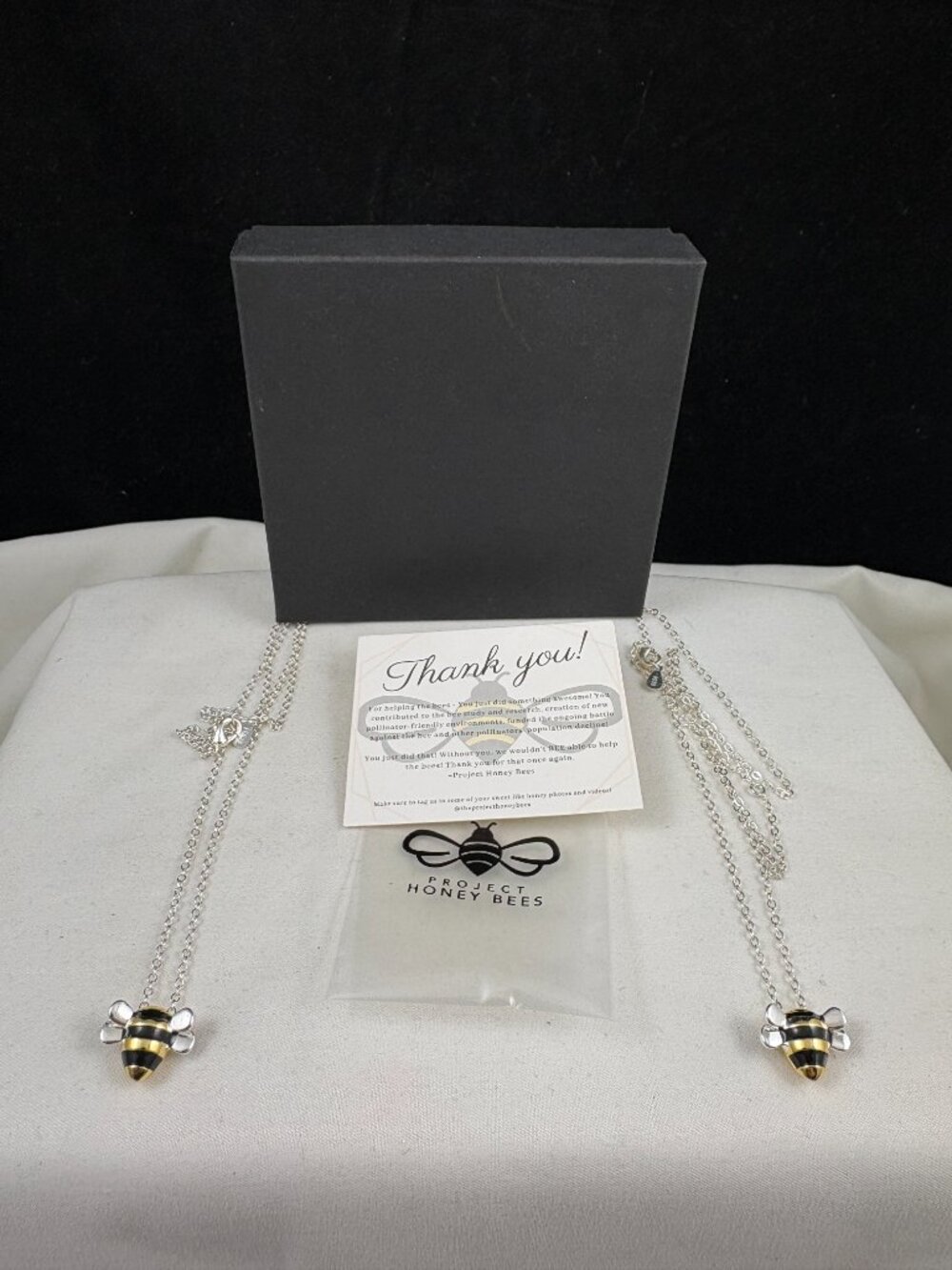 NEW Set of 2 Project Honey Bees S925 Silver Tone 18" Necklaces